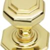 Oct Centre Door Knob - 85mm - Polished Brass