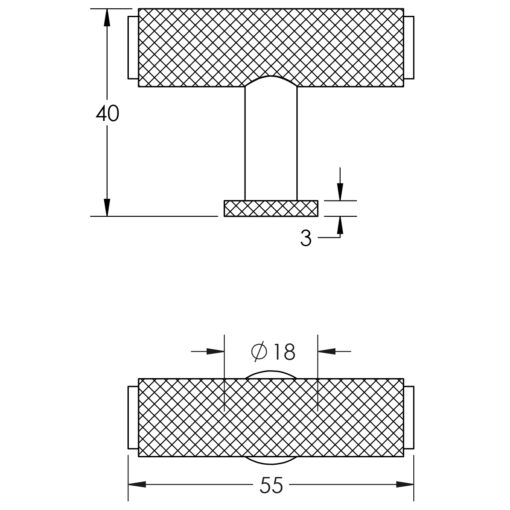 Piccadilly Knurled T Bar Cupboard Knobs - Image 2