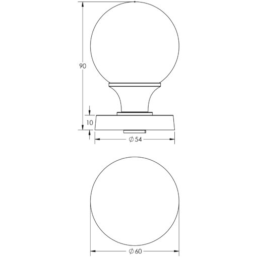 Jedo Plain Ball Glass Mortice Knob