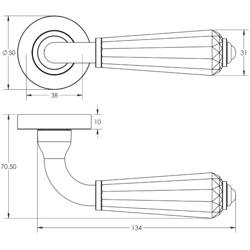 Jedo Natural Fluted Glass Door Handles