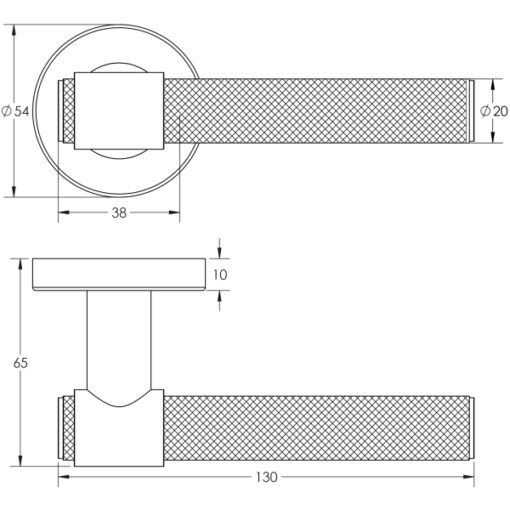Nero T-Bar Knurled Black Door Handle