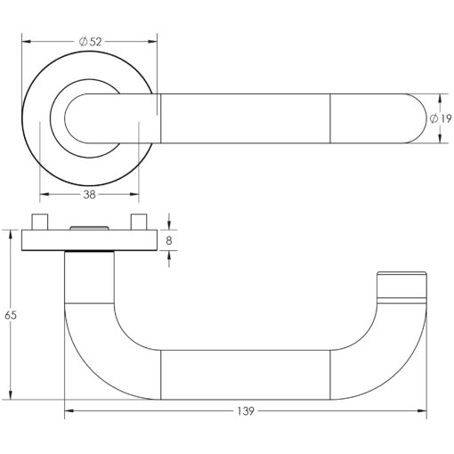 Stainless Steel Venus 19mm Door Handles