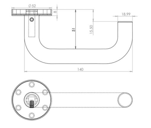 Orbit 19mm Door Handle on 8mm Sprung Rose Grade 304 Polished Stainless Steel