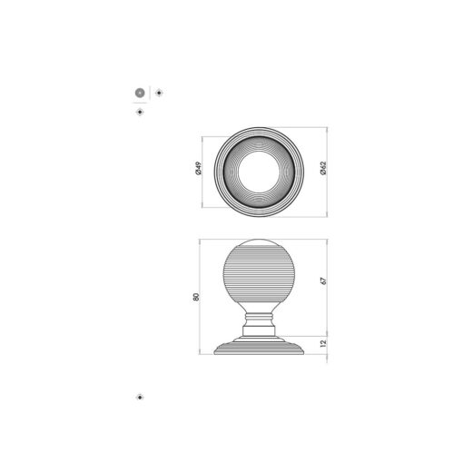 Jedo Reeded Mortice Door Knobs 62mm