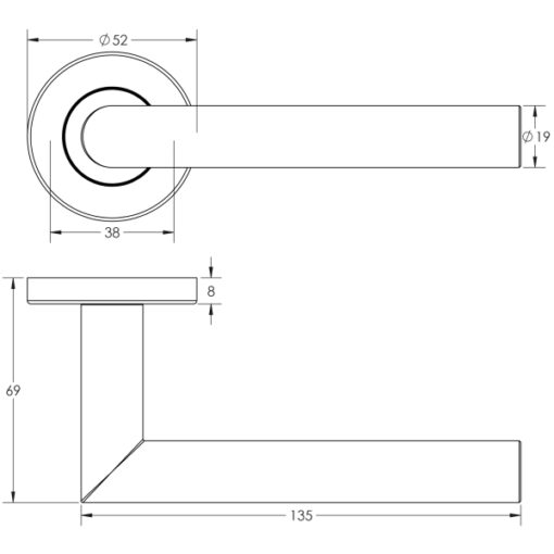 Julian Door Handle on Rose Grade 201 Satin Stainless Steel