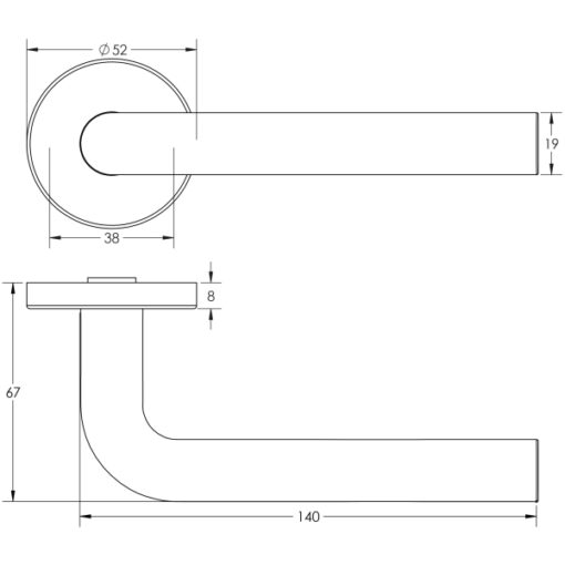 Atlanta Door Handles on Rose Grade 201 Satin Stainless Steel