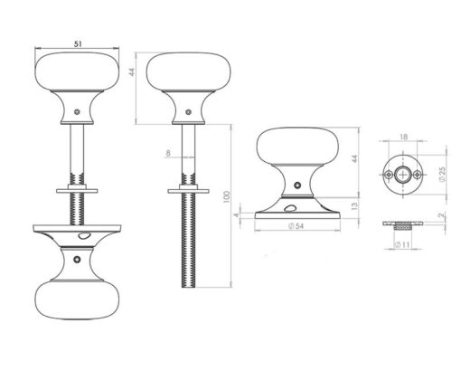 Jedo Mushroom Rim Door Knobs