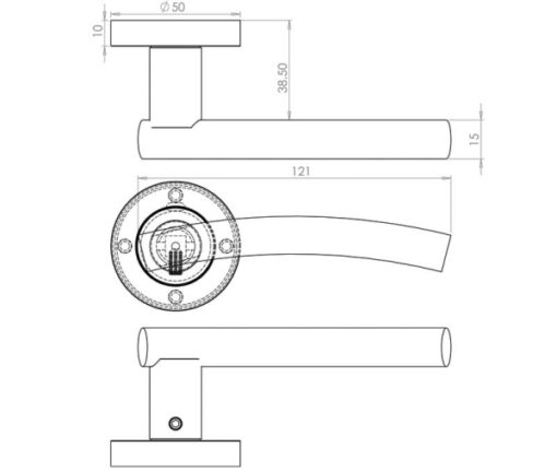 Curve Door Handle on Rose Satin Chrome