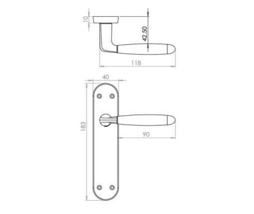 Stylo Suite Door Handle on Latchplate Polished Chrome/Satin Chrome
