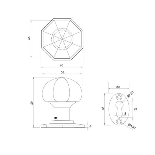 Valley Forge Octagonal Mortice Door Knobs