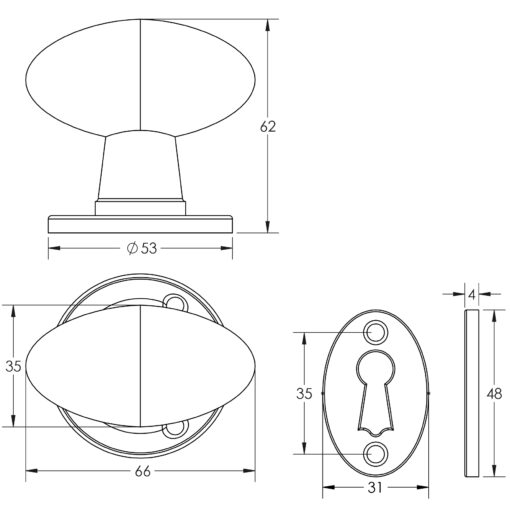 Valley Forge Oval Mortice Door Knobs