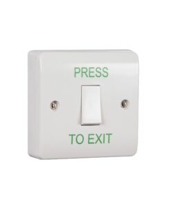 Standard Retractable Switch Button c/w White Back Box - "Press to Exit"