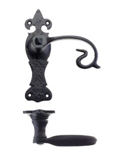 Scroll Lever on Fleur De Lys Backplate - 6" - Latch