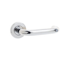 Orbit 19mm Door Handle on 8mm Sprung Rose Grade 304 Polished Stainless Steel