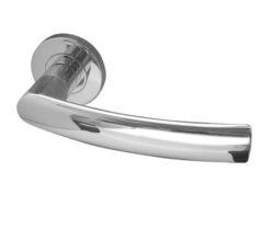 Luma Door Handle on Rose Grade 304 Polished Stainless Steel