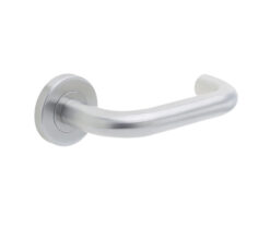 Orbit 19mm Door Handle on 8mm Sprung Rose Grade 201 Satin Stainless Steel