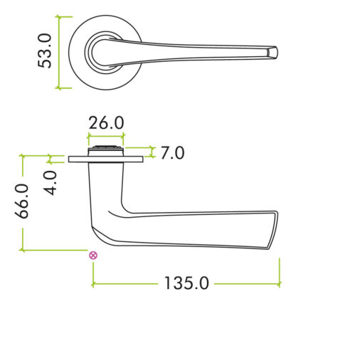 Como Lever on 4mm Round Slim Sprung Rose