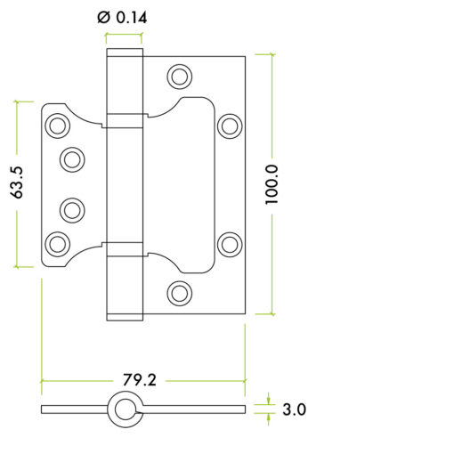 Grade 11 flush / interleaf hinge pair