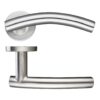19mm Arched T-Bar Lever - Push On Rose - 52mm Dia - Grade 201KEY FEATURES BS EN 1634-1 SS Grade 201 52 x 8mm round sprung rose Suitable for 35-54mm doors