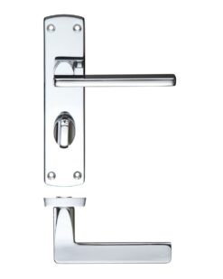 Leon lever on bathroom backplate