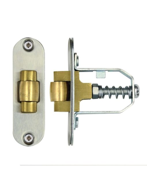 Adjustable Roller Latch, Radiused Forend and Strikeplate, SSS Finish