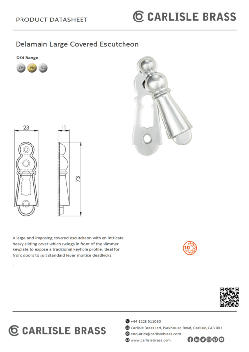 Delamain Large Covered Escutcheon - Image 2