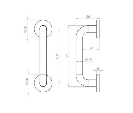 Aluminium 19mm D Shape Pull handle Rose Fixing SAA Finish - Image 2