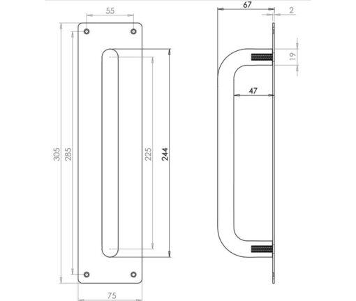 Aluminium Pull Handles w/ Plate - Image 2