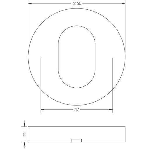 Oval Profile Escutcheon Satin Anodised Aluminium - Image 2
