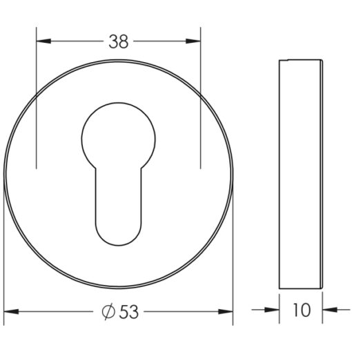 Euro Profile Escutcheon PVD 52x8mm Gun Metal - Image 2