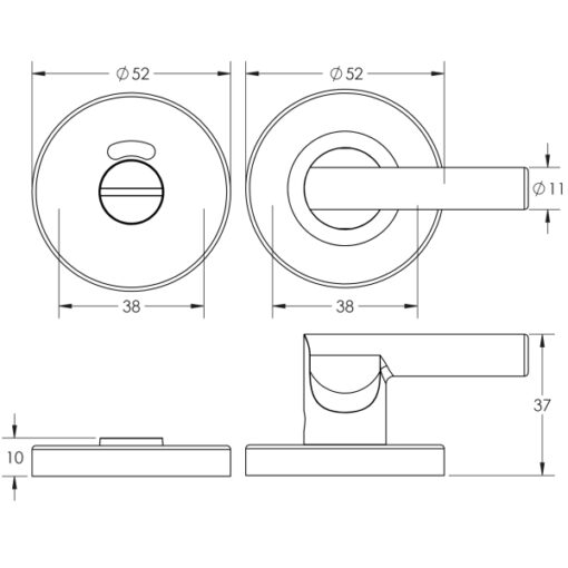 Technical Drawing Easy Turn and Release with Indicator PVD Gun Metal - Image 2