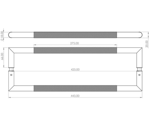 Nero Mitred Knurled Pull handles B/B Fixing - Image 2