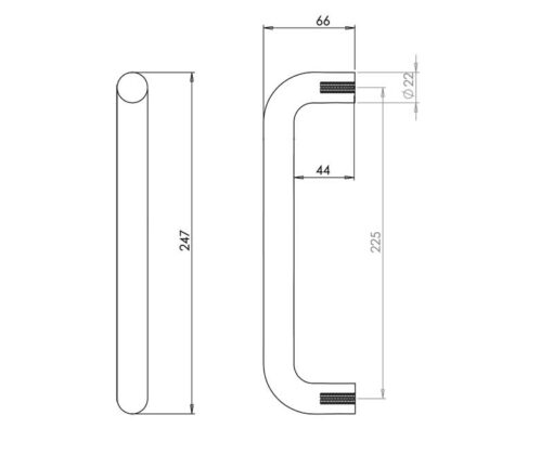 Stainless Steel 22mm D Shape Pull handles Grade 304 - Image 2