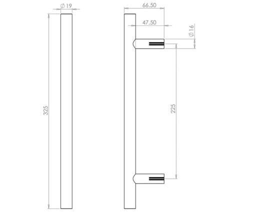 Stainless Steel 19mm Guardsman Pull Handles B/T Fixing - Image 2