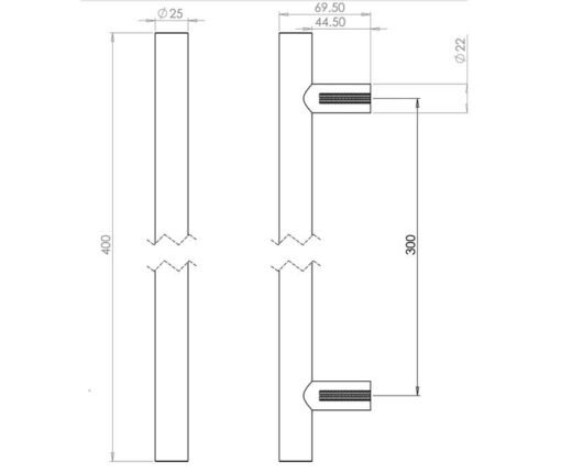 Stainless Steel 25mm Guardsman Pull Handles B/T Fixing - Image 2
