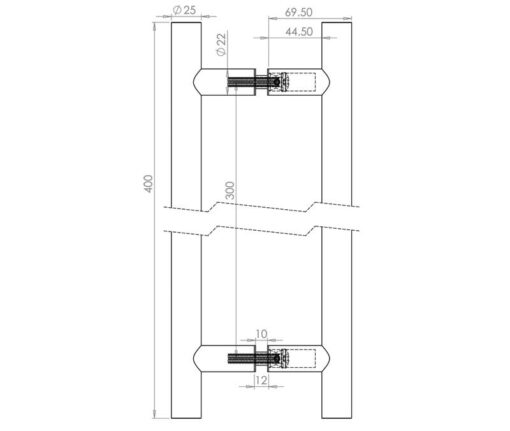 Stainless Steel 25mm Guardsman Pull Handles B2B Fixing - Image 2