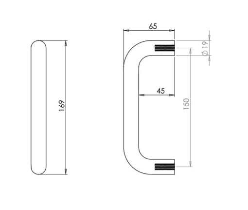 Stainless Steel 19mm D Shape Pull handles Grade 201 - Image 2