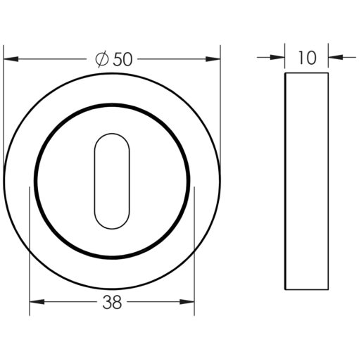Jedo Designer Standard Keyway Escutcheons on 50mm Round Rose - Image 2