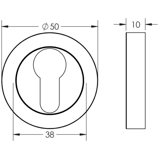 Jedo Designer Euro Profile Escutcheons on 50mm Round Rose - Image 2
