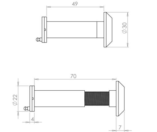 Jedo 180 Degree Door Viewers to Fit 50-70mm Doors - Image 2