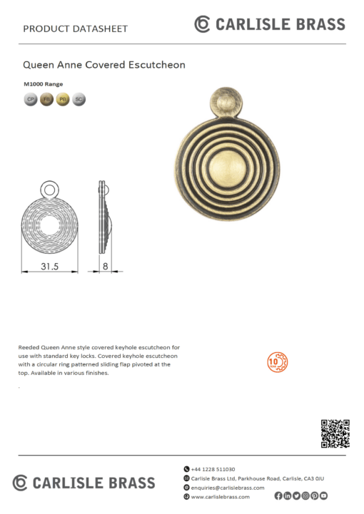 Queen Anne Covered Escutcheon - Image 3