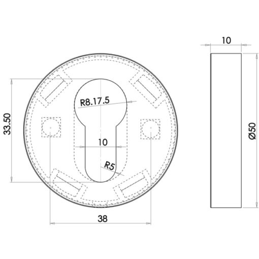 Euro Profile Escutcheon Satin Anodised Aluminium - Image 2