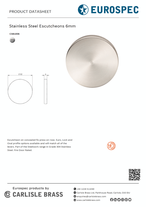 Stainless Steel Escutcheons 6mm - Image 2